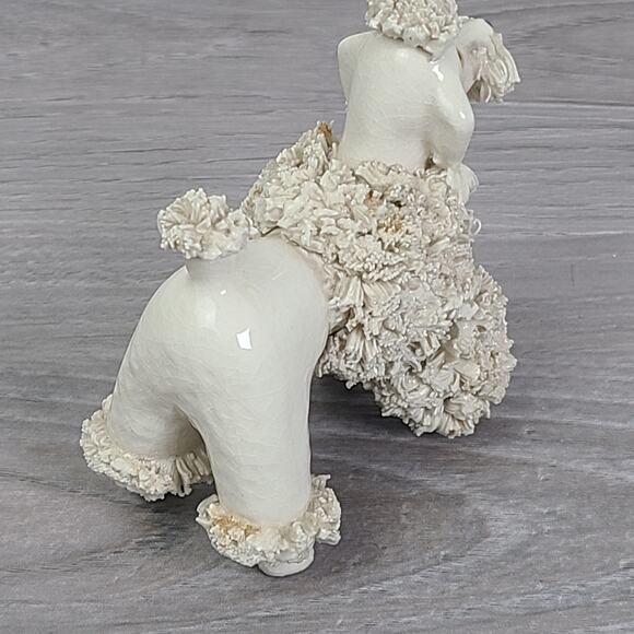 Vintage White Porcelain Spaghetti Poodle Dog Standing Figurine - Picture 5 of 8